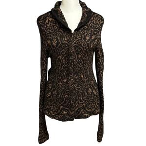 Millma Bolivia Size M Cardigan Sweater Alpaca Hand Loomed Black Brown